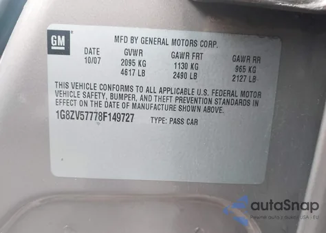 2008 Saturn Aura Xr из США, поврежденный, VIN 1G8ZV57778F149727